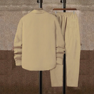 Conjunto <span class=keywords><strong>de</strong></span> Traje <span class=keywords><strong>Casual</strong></span> <span class=keywords><strong>para</strong></span> <span class=keywords><strong>Hombre</strong></span> <span class=keywords><strong>de</strong></span> Color Sólido con Camisa <span class=keywords><strong>de</strong></span> Manga Larga y Pantalones a Juego <span class=keywords><strong>para</strong></span> Uso Diario y Moda <span class=keywords><strong>Juvenil</strong></span> - Product Image 5