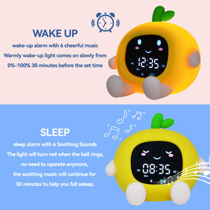 충전식 실리콘 수면 동반자 시계 야간 조명이있는 어린이를위한 귀여운 디지털 시간 수면 훈련 알람 시계 - Product Image 3