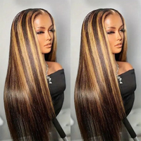 Perruque en cheveux humains de 30 pouces, couleur marron ombré 4/27, avec dentelle frontale HD 13x4, haute densité, ultra-lisse, et perruque frontale colorée 13x6