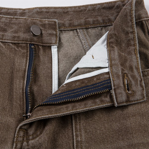 <span class=keywords><strong>Jean</strong></span> <span class=keywords><strong>d</strong></span>écontracté pour homme, taille mi-haute, coupe droite, style hip-hop, en denim épais de haute qualité, vintage, brodé - Product Image 4