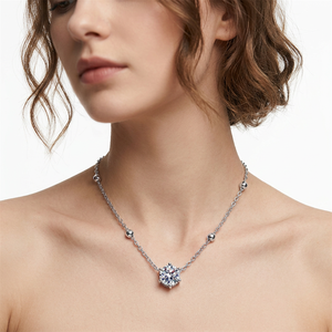 BINSHUO Collier Pendentif Flocon de Neige en Argent Sterling Plaqué Platine S925, Sertissage Six Griffes, Moissanite 0,5 Carat, Haute Qualité, Classique - Product Image 2