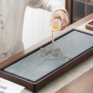 Black Gold Stone <b>Tea</b> <b>Tray</b> 3.7 Small Water Storage Flat Kung Fu <b>Tea</b> Set Office Home Use With Lid Water Filter - Product Image 3