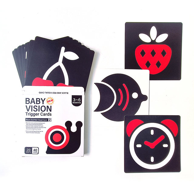 Custom Printing Flash Cards Black and Red Visual Card Baby New Vision Fun Learning and Educational Flashcards for Toddlers