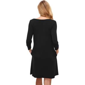 Chemise de nuit pour femmes en viscose de bambou douce, manches 3/4, vêtements de nuit confortables avec poches, tissu modal en coton, personnalisable - Product Image 3