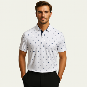 Logo personnalisé de luxe de haute qualité 88% polyester 12% spandex vêtements de golf partout impression t-shirt polo pour hommes - Product Image 1