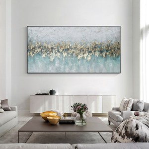 Fola d'oro <span class=keywords><strong>verde</strong></span> <span class=keywords><strong>acqua</strong></span> 3D Texture <span class=keywords><strong>pittura</strong></span> astratta su tela soggiorno camera da letto grande oro di lusso parete arte nuova decorazione per la casa - Product Image 5