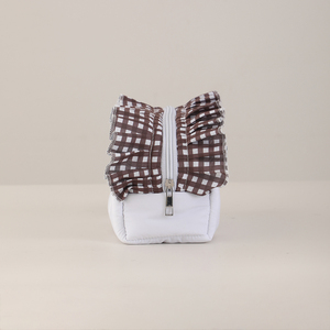 Borsa per il Trucco in Poliestere Trapuntato Personalizzata all'Ingrosso con Bordo a Pieghe Gingham, Astuccio Cosmetico di Grande Capacità per <span class=keywords><strong>Viaggi</strong></span> - Product Image 2