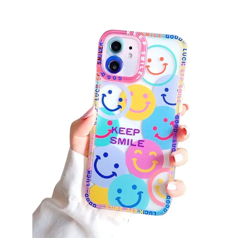 Soft TPU Clear Smiley Flower Cover Case Cute Smile Face Phone Case Compatible with iPhone 11 12 13 14 pro max