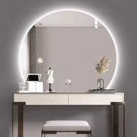 Miroir de Salle de Bain de Table Demi-Rond Antibrouillard Intelligent Tactile LED pour Maquillage et Barbiers