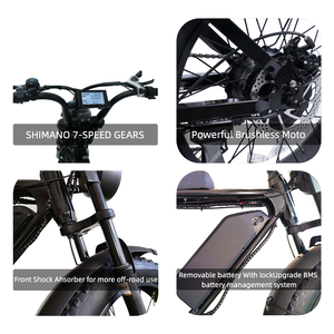 Vélo électrique à pneus larges de 20 pouces, moteur 1000W, batterie au lithium 48V15Ah, tout-terrain, hors <span class=keywords><strong>route</strong></span>, pour le Brésil et l'Australie - Product Image 4