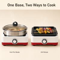 OEM&ODM 2 en 1 800W 70 à 200 ° Grill électrique et marmite à fondue en aluminium à température réglable pour légumes, barbecue, viande, ragoût