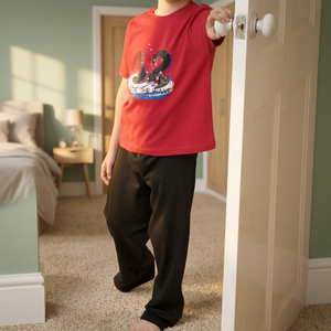Pyjamas longs en jersey de coton 100%, ensembles de vêtements pour garçons à motif solide - Product Image 3