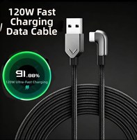 Câble en nylon tressé de type C à angle de 90 degrés, 6A 120W, charge rapide pour les téléphones mobiles et tablettes Android Xiaomi Redmi Mi Turbo