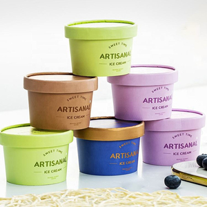 Custom Printed Food Grade Disposable Ice Cream Paper Cup with Lid 4oz 16oz <b>PLA</b> Ice Cream Paper Cups - Product Image 6