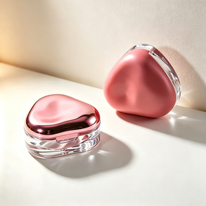 Pot vide pour baume à lèvres et blush 5ml, en ABS transparent épais en forme <span class=keywords><strong>de</strong></span> cœur, avec couvercle rose poudré et spatule, rechargeable, cosmétique, vente en gros - Product Image 3