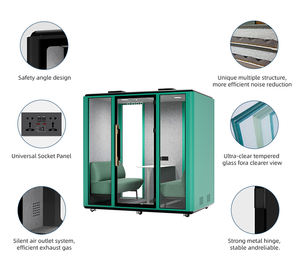 Cabine de bureau insonorisée moderne pour quatre personnes avec design modulaire, structure en aluminium, isolation acoustique 32 dB pour usage en centre commercial et à domicile - Product Image 3