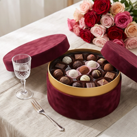 Boîte d'emballage en carton pour chocolat personnalisée, boîte cadeau ronde en velours écologique de qualité supérieure pour mariage ou cadeau de la Saint-Valentin