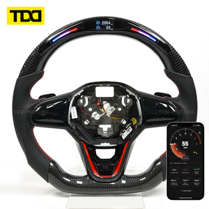 Volant en fibre de carbone TDD Real LED compatible avec VW MK8 GTI – Cuir perforé personnalisé, personnalisation d'usine prise en charge - Product Image 1