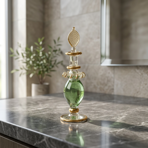 Flacon de parfum en verre borosilicate soufflé à la main LW81, collection impériale, résistant à la chaleur, avec bordure dorée appliquée à la main, style égyptien - Product Image 3