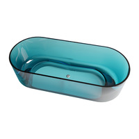 Baignoire de massage de luxe entièrement en résine, ovale translucide, autoportante, moderne, transparente et colorée pour hôtel