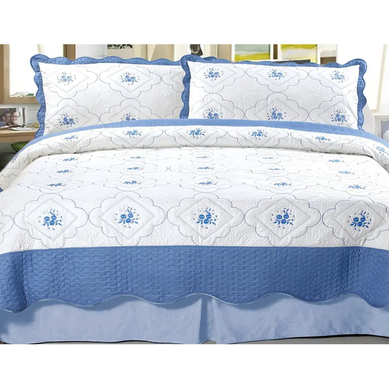 बिस्तर सेट प्रतिस्पर्धी मूल्य उच्च गुणवत्ता नरम हाथ लग रहा है आरामदायक राजा आकार फैशन डिजाइन रजाई बना हुआ microfiber बिस्तर रजाई सेट