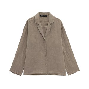 SHENZHU Wanita 2025 Musim Semi Mode Baru Kasual Linen V-neck Seri Blus Vintage Lengan Panjang Kemeja Wanita Blusas Atasan Chic - Product Image 1