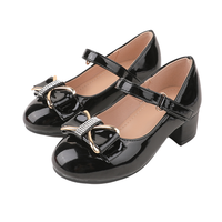 2025 nouvelles filles princesse fête chaussures noir blanc rouge diamant arc boucle talons hauts pour la Performance formelle