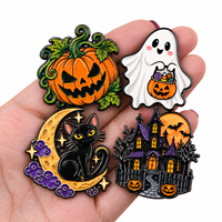 Épinglette en émail dur et souple 3D en métal fluorescent, motif Citrouille et Fantôme d'Halloween, pour décoration de meuble, souvenir personnalisé DIY, cadeau