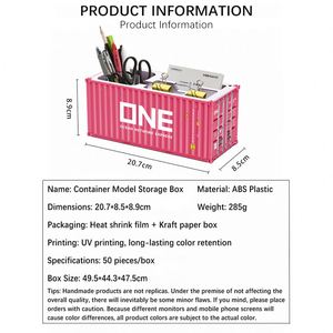 Cadeau de bureau créatif, modèle de conteneur d'expédition personnalisé 1:30, porte-stylo pour promotion sur le bureau, vase à crayons, porte-stylo en plastique avec logo - Product Image 4