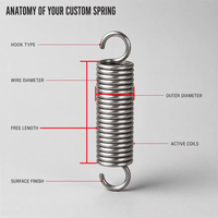 Ressorts de tension spirale en acier à ressorts sur mesure avec crochets, certifiés RoHS et ISO pour machines industrielles et automobiles
