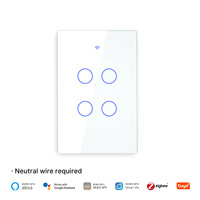 US AU interrupteur de lumière intelligent Zigbee tactile interrupteur mural télécommande sans fil 1/2/3 Gang blanc noir verre matériel 240v fil neutre ej