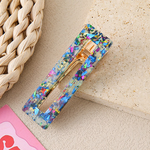 Pinza de Pelo Estilo Ins con Diseño Geométrico de Pico de Pato, Pinza de Pelo Acrílica de Moda, Pinza de Pelo Decorativa para Mujer con Lentejuelas Coloridas - Product Image 5