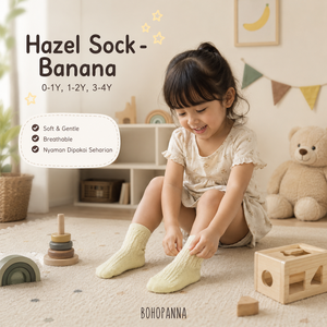Calcetines Premium Banana Hazel para niños con tela suave y transpirable, comodidad flexible y ajuste acogedor para niños activos de 3 a 4 años. - Product Image 1