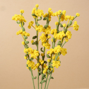 Flor <span class=keywords><strong>de</strong></span> jazmín <span class=keywords><strong>de</strong></span> invierno tejida a mano, adorno decorativo para el hogar, para dormitorio, comedor, sala <span class=keywords><strong>de</strong></span> estar, decoración <span class=keywords><strong>de</strong></span> mesa, flor <span class=keywords><strong>de</strong></span> <span class=keywords><strong>ganchillo</strong></span> - Product Image 5