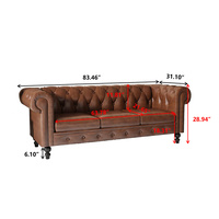 Canapé chestefield Antique à 3 places, canapé en cuir Tan américain