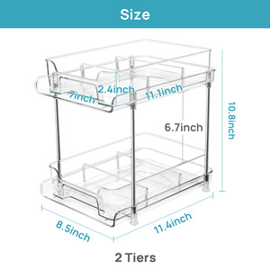 Étagère de rangement de salle de bain extractible Honglai Creation à 2 niveaux, organisateur en plastique transparent pour meuble sous-évier, armoire multifonctionnelle - Product Image 5
