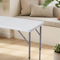 Table pliante moderne en polyéthylène, portable, pour l'extérieur, la maison, le camping, le bureau, avec structure en métal