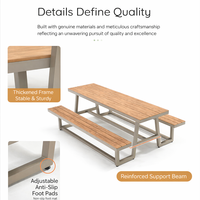 Ensemble table et banc de jardin Meiqi, design intégré, long banc, mobilier de patio commercial pour cour et parc