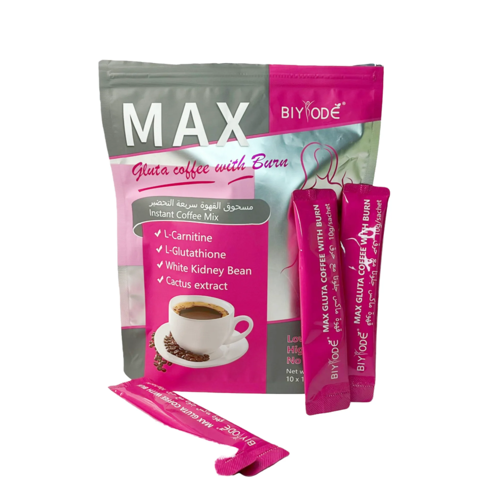 Luxe Max Curve Slim Coffee with L-Glutathione & Collagen Neutral Taste Bag Packaging Dietary Supplements Food Grade Fat-Burning