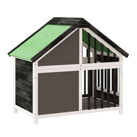 Kandang Anjing Luar Ruangan Mewah dari Kayu Fir Solid, Besar, Tahan Air, dengan Balkon, Vila Hewan Peliharaan Modern untuk Teras