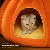 Lit pour chat en forme de citrouille, nid douillet pour animaux de compagnie, rembourrage en coton amovible et lavable, maison pour animaux de compagnie d'intérieur pour chats