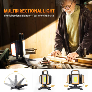 3-Head Foldable <b>LED</b> Work <b>Light</b> With Strong Magnet Base 5 Lighting Modes Portable COB Lamp for <b>Workshop</b> Emergency Lumens Bri - Product Image 3