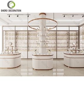 Muebles de Tienda de Cosméticos de Lujo, Exhibidor de Productos para el Cuidado de la Piel con Decoración y Diseño de Gabinete de Pared con LED Dorado - Product Image 3