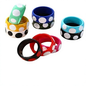 Handmade Green Polka White Dots Acrylic <b>Resin</b> Bangle Bracelets Fancy Design Unisex Cute Cartoon Style Fashion Jewelry Woman - Product Image 6