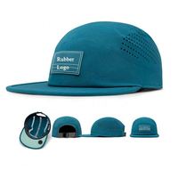 Casquette de camping en plein air personnalisée de haute qualité, non structurée, à 5 panneaux, avec trous découpés au laser, imperméable, à visière plate, pour la course, casquettes de sport pour hommes