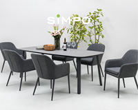 Ensemble de meubles d'extérieur modernes de luxe SIMPOLIFESTYLE, ensemble de salle à manger GIGA pour jardin, balcon, 6 places, aluminium, usage hôtelier