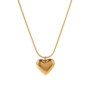 Romantik Anti kararmaz hipoalerjenik Dubai paslanmaz çelik 14k 18k altın kaplama gelin kadınlar için ince kalp kolye kolye - Product Image 5