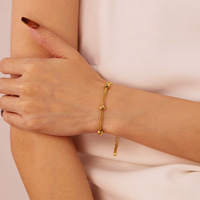 Perle ronde double couche en acier inoxydable doré faite à la main pour femme – Collection été