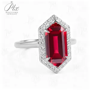 Vòng tùy chỉnh với hình lục giác moissanite/<span class=keywords><strong>Ruby</strong></span>/Sapphire làm bằng S925 được thiết kế dành riêng cho phụ nữ lý tưởng như một món quà kỷ niệm - Product Image 3