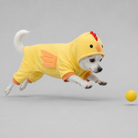 Kostum Anjing MEIQIPETBABY, Pakaian Anjing Halloween Berkerudung, Baju Anjing Bulu Kuning dengan Sayap untuk Anjing dan Kucing Kecil